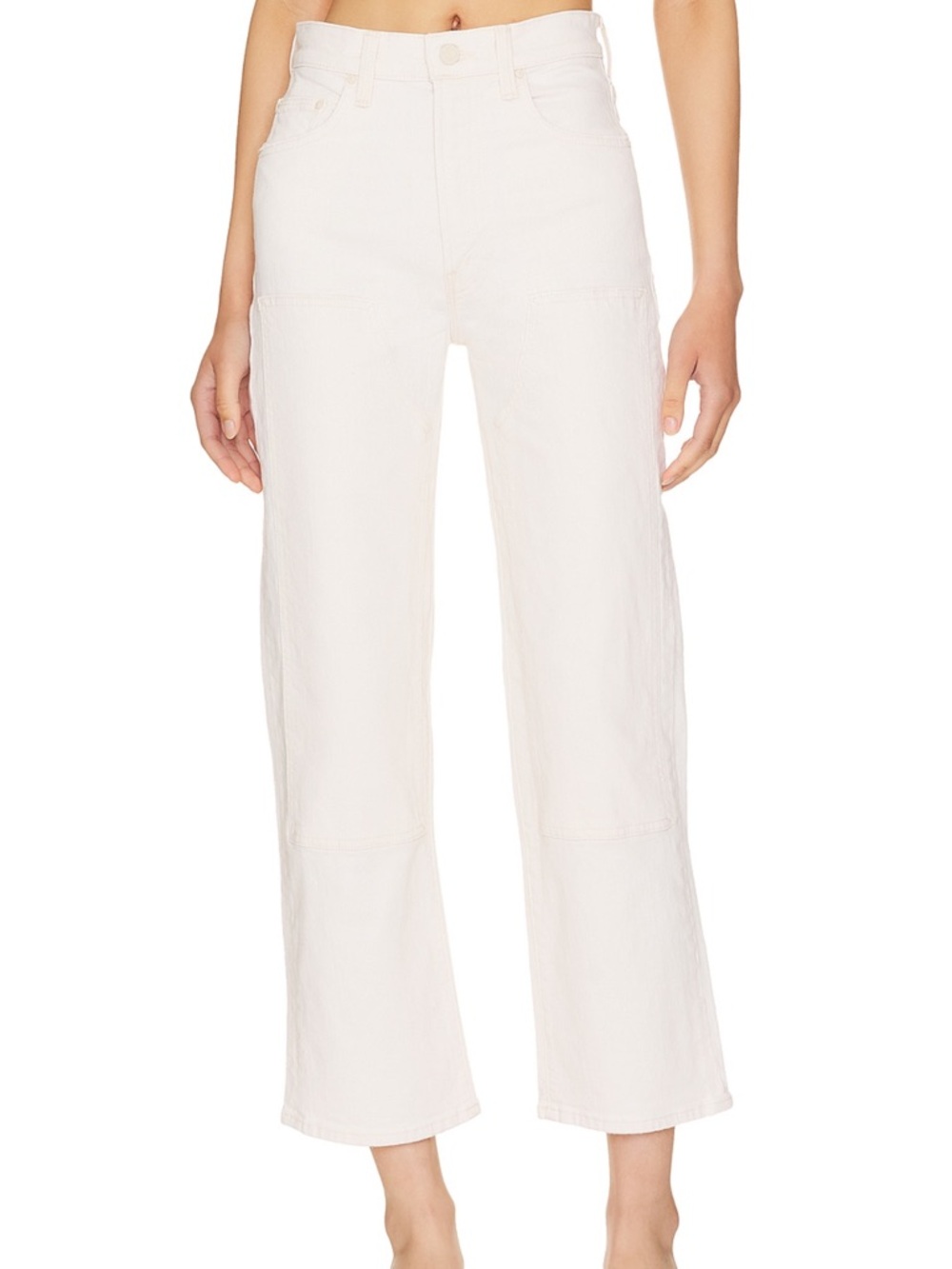 MOTHER The Bees Knees Rambler Zip Ankle Off-White Cropped Jeans